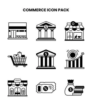 Commerce DuoTone Graphics Icons Pack Stock Illustration