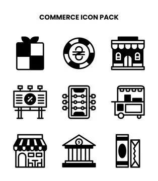 Commerce DuoTone Graphics Icons Pack Stock Illustration