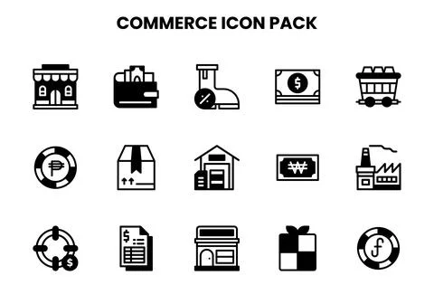 Commerce DuoTone Set Icons Pack Stock-Illustration