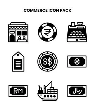 Commerce DuoTone Set Icons Pack Stock-Illustration