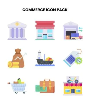 Commerce Flat Collection Icons Pack Stock Illustration