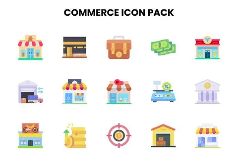 Commerce Flat Graphics Icons Pack Stock Illustration