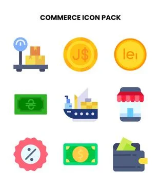 Commerce Flat Graphics Icons Pack Stock Illustration