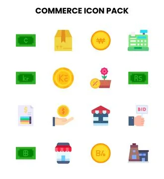 Commerce Flat Icons Pack Stock Illustration