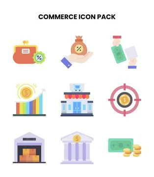 Commerce Flat SVG Icons Pack Stock Illustration
