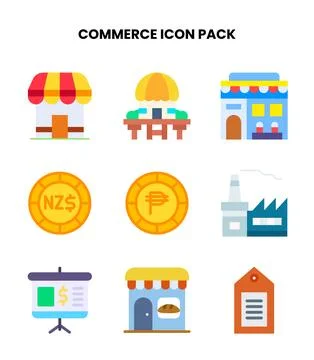 Commerce Flat UI Icons Pack Stock Illustration