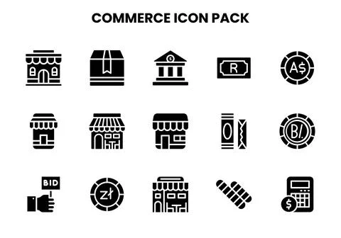 Commerce Glyph Collection Icons Pack Stock-Illustration