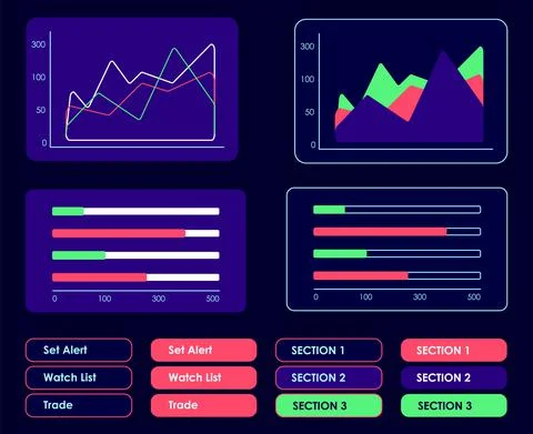 Commerce infographics UI elements kit 库存插图