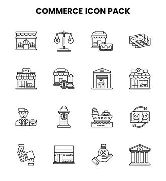 Commerce Line Collection Icons Pack Ilustración de archivo