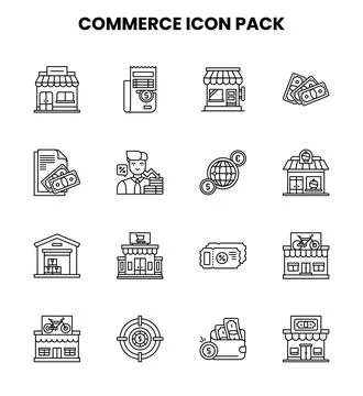 Commerce Line Set Icons Pack Ilustración de archivo