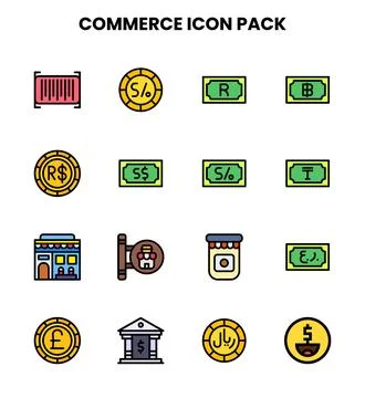 Commerce Lineal Color Vector Icons Pack Stock-Illustration