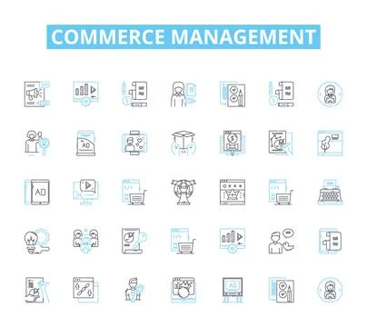 Commerce management linear icons set. E-commerce, Sales, Marketing, Online Stock Illustration
