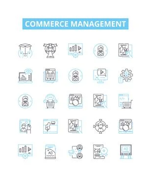 Commerce management vector line icons set. Commerce, Management, eCommerce Illustrazione stock