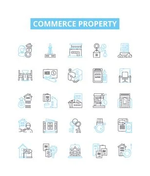Commerce property vector line icons set. Commerce, Property, Real estate Stock Illustration