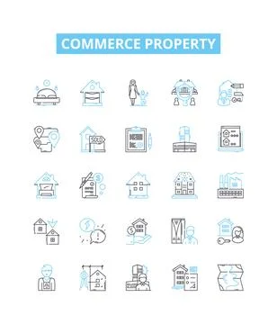 Commerce property vector line icons set. Commerce, Property, Real estate Stock Illustration