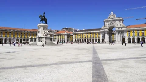 The Commerce square and the tagus river Stock Footage 201952551
