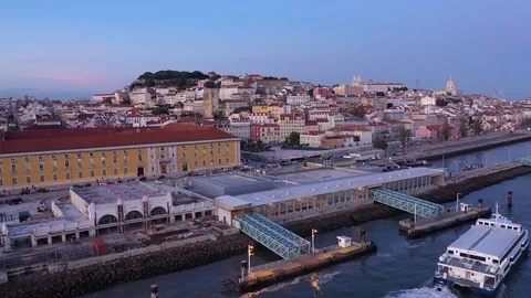 Commerce Square in Lisbon called Praca do Comercio - the central market square Stock Footage 128762756