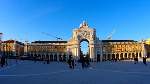 The Commerce Square in Lisbon Stock Footage 94493280