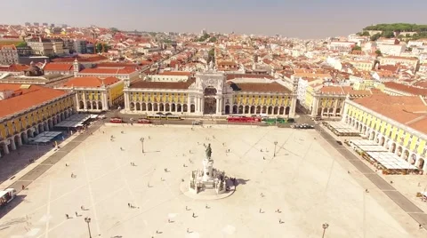 Commerce Square Praca de comercio Lisbon aerial view Stock Footage 67467198