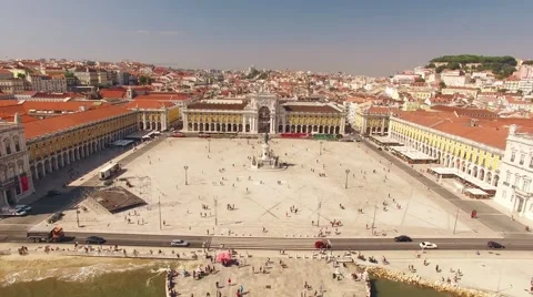 Commerce Square Praca de comercio Lisbon aerial view Stock-Footage 67467530