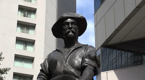Commerce statue of prospector in independence square, charlotte, nc, usa Stock Footage 44424975