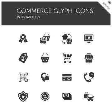Commerce. Store, tag, security, discount and credit card group. Isolated icon Stock Illustration