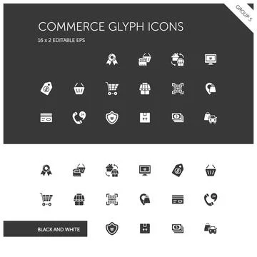 Commerce. Store, tag, security, discount and credit card group. Isolated icon Stock Illustration
