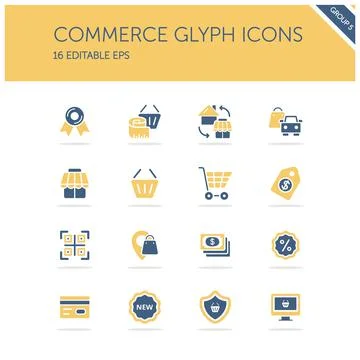 Commerce. Store, tag, security, discount and credit card group. Isolated icon Stock Illustration