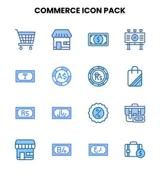 Commerce Two Colour Collection Icons Pack Stock-Illustration