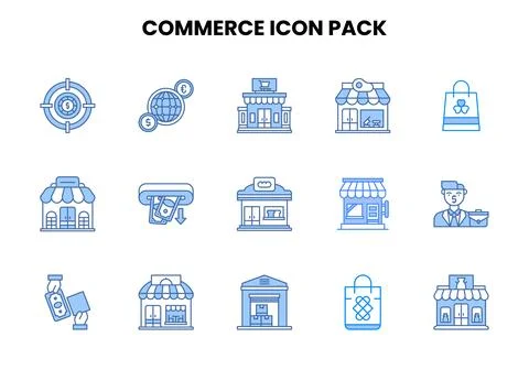 Commerce Two Colour Graphics Icons Pack Stock Illustration