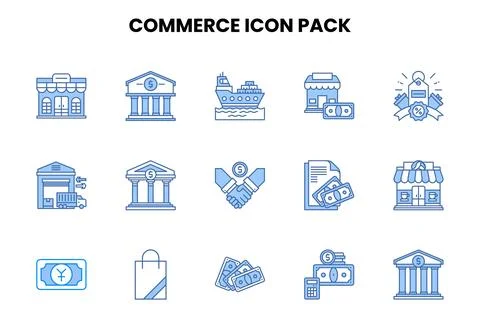 Commerce Two Colour Set Icons Pack Ilustración de archivo