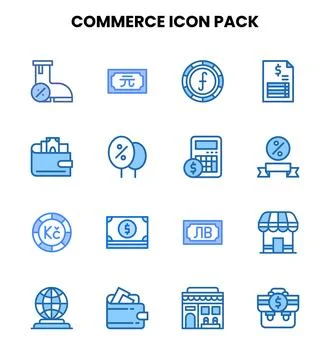 Commerce Two Colour Set Icons Pack Stock Illustration