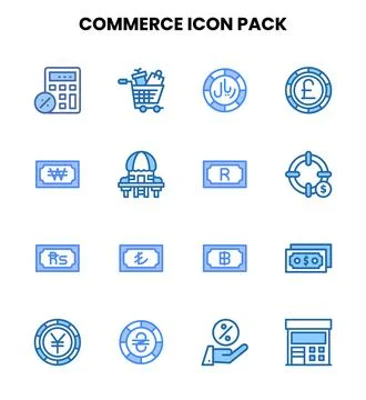 Commerce Two Colour Vector Icons Pack Stock Illustration