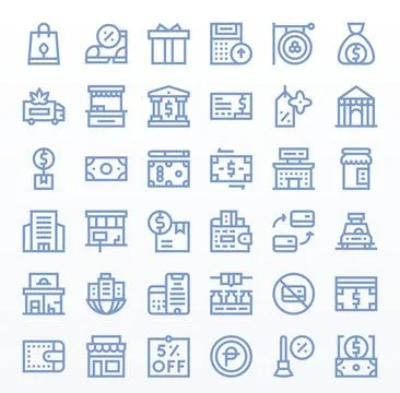 Commerce Vector Icon Set with 36 Bold Line Retina Ready Display Perfect Gra.. Stock Illustration