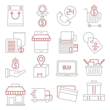 Commerce vector icons set Stock Illustration