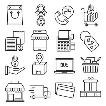 Commerce vector icons set Stock Illustration