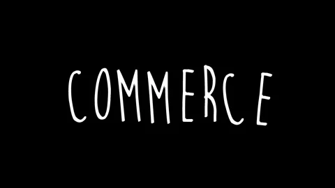Commerce Wiggle Text Concept animation. white text on black background. luma Video stock 303475394