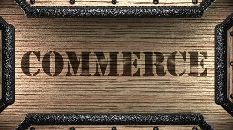 Commerce on wooden stamp Stock Footage 8646363