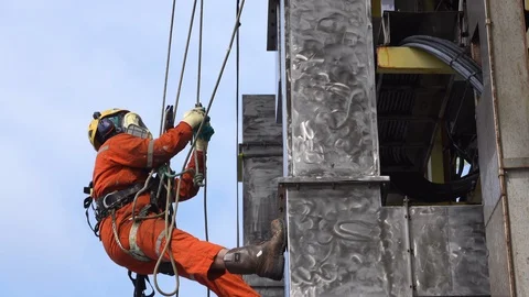 Commercial Abseiling and Working At Height. Stock Footage 129641933