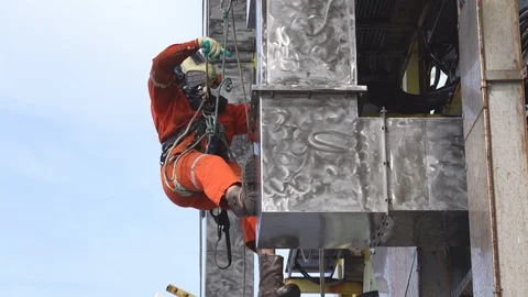 Commercial Abseiling and Working At Height. Stock Footage 129643231