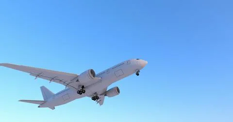 Commercial airplane. 3D render Stock Illustration