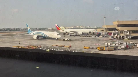 Commercial airplane being pushed back Video stock 336909269