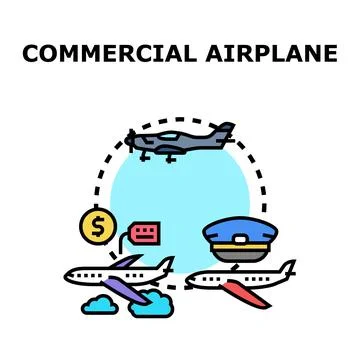 Commercial airplane concept vector icon illustrating air travel Stock Illustration