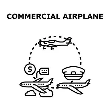Commercial airplane concept vector icon illustrating air travel Stock Illustration