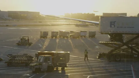 Commercial Airplane Undergoing Ground Handling at Airport Gate 스톡 동영상 337533996