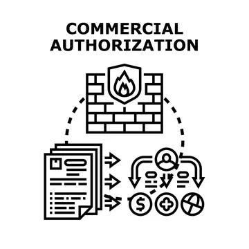 Commercial authorization approval process concept Illustrazione stock