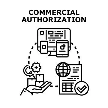 Commercial authorization process for global online business Stockillustratie