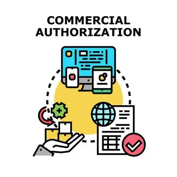 Commercial authorization process for global online business Illustrazione stock