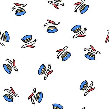 Commercial aviation flight school vector seamless pattern Stock Illustration