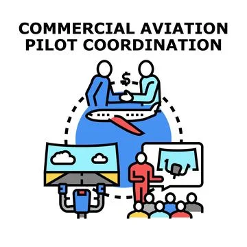 Commercial aviation pilot coordination concept illustration Stock Illustration